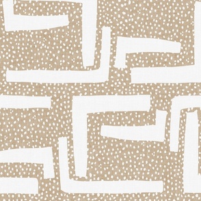 Geometric Abstract White on Beige
