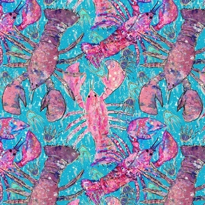 Pink Lobster & Jelly Fish Party in Turquoise Blue Waters