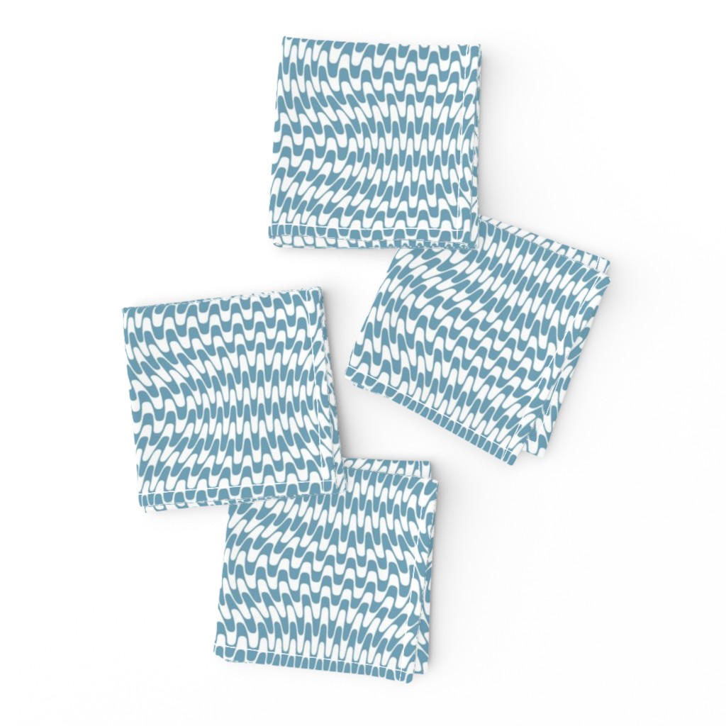 Light blue and white geometric wavy stripes.