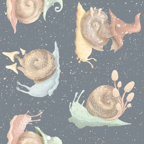 JUMBO // Once Upon A Mushroom Snails // Enchanted Garden Fairytale // Gouache // Magic Bug // Fairy Dust // Sky Blue Pastel Yellow Sage Green Blush Pink Navy 