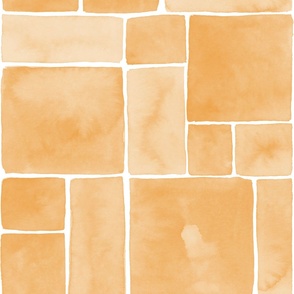 Large Scale Tonal Textural Watercolor Tile Grid in Buttercup Yellow Tile 24"