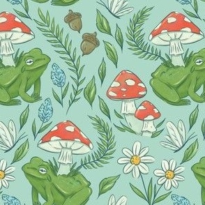 Goblincore Floral Mushroom Frog