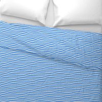 Blue and white geometric wavy stripes.