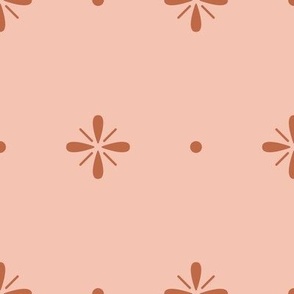 Accented Square Crosses with Dots Geometric Blender Pattern - Rose Pink and Rust Orange - Large Scale - Minimalist Coordinating Design for Retro Western Cowgirl Styles