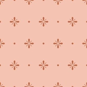 Accented Square Crosses with Dots Geometric Blender Pattern - Rose Pink and Rust Orange - Medium Scale - Minimalist Coordinating Design for Retro Western Cowgirl Styles