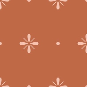 Accented Square Crosses with Dots Geometric Blender Pattern - Rust Orange and Rose Pink - Large Scale - Minimalist Coordinating Design for Retro Western Cowgirl Styles