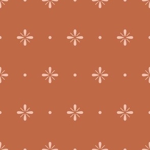 Accented Square Crosses with Dots Geometric Blender Pattern - Rust Orange and Rose Pink - Medium Scale - Minimalist Coordinating Design for Retro Western Cowgirl Styles