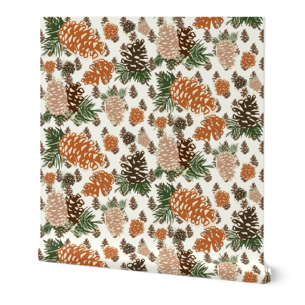 pinecones bunch on brown and white