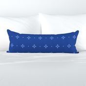 Accented Square Crosses with Dots Geometric Blender Pattern - Sapphire Blue - Large Scale - Minimalist Coordinating Design for Modern and Colorful Scandi Styles