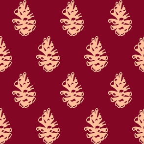 pinecones plain peachfuzz and cranberry red