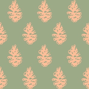 pinecones plain peachfuzz and laurel green