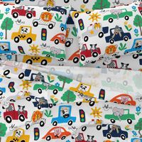 Playroom Cute Animals Riding in Cars and Trucks Large Scale Half Drop