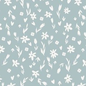 1930s Inspired Flour Sack Pattern in Light Blue and Ivory.