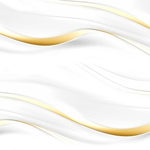 Soft metal waves with gold yellow accents on pristine white