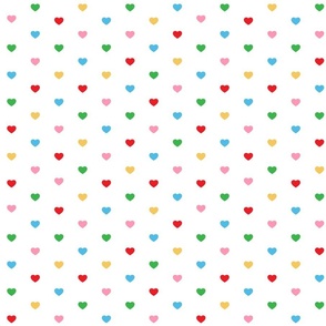 Colored Pastel Heart Pattern On White Background