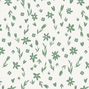1930s Inspired Flour Sack Pattern in Green and Ivory.