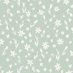 1930s Inspired Flour Sack Pattern in Mint Green and Ivory.