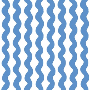 Large Wavy stripe - blue and white - Soft blue organic stripe on a white background - abstract geometric minimal modern lines - summer nautical beachy coastal
