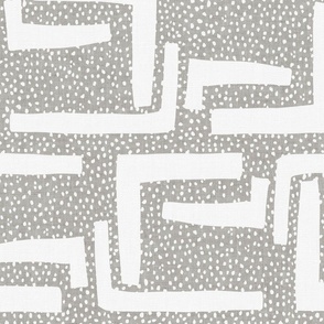 Geometric Abstract White on Linen Grey