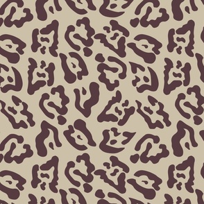 Earth tones Cheetah print - Artistic Cheetah spots -  Tossed burgundy color cheetah markings - Tan Background - Medium Scale