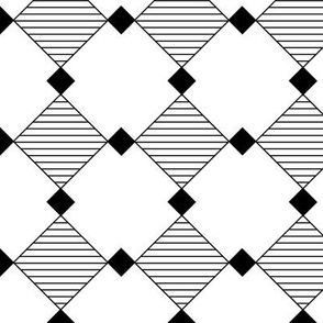 Black and White Diamond Squares and Horizontal Lines