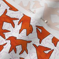 Orange vector Labradors on pink outlines (Retriever 01)