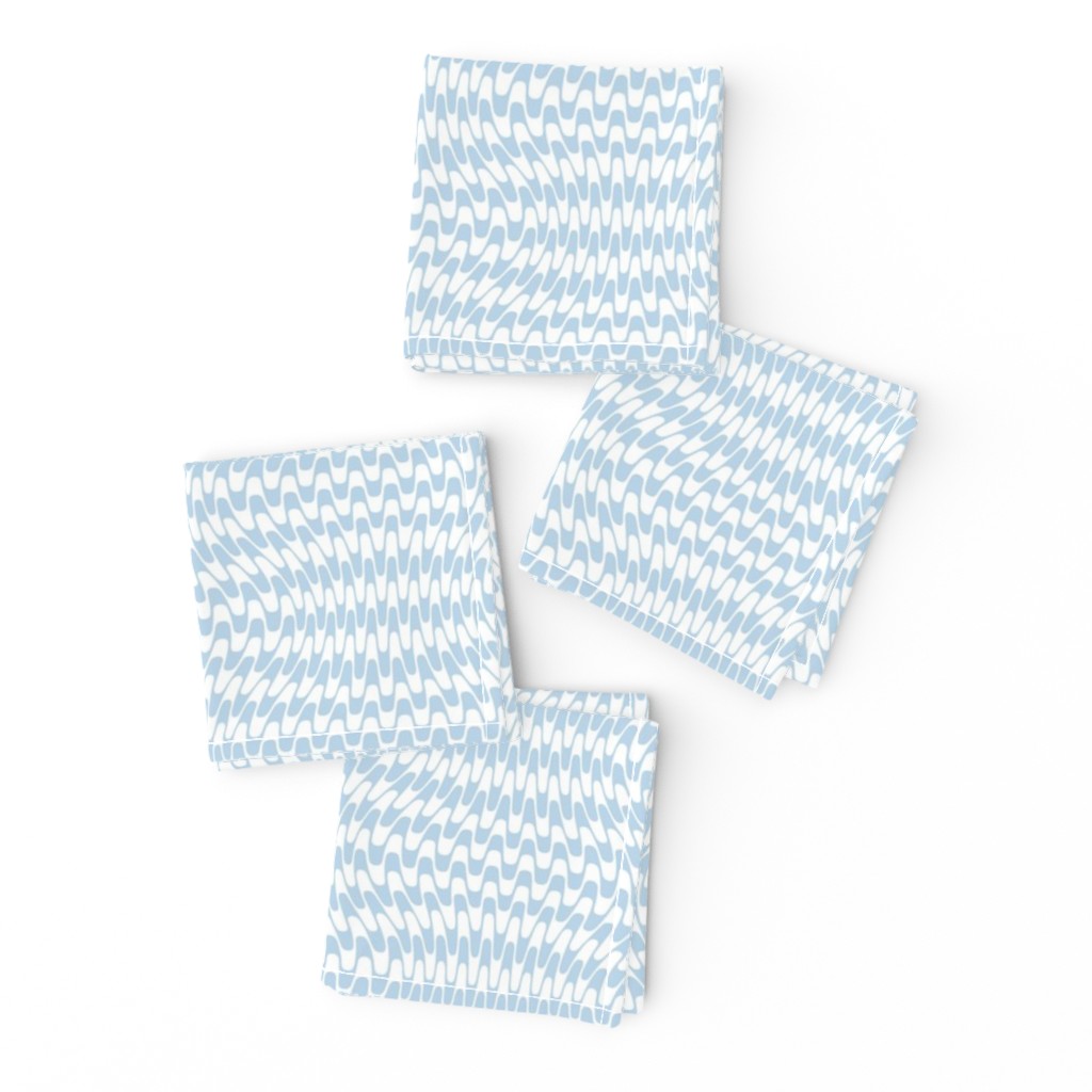 Light blue and white geometric wavy stripes.