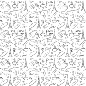 Hand-Drawn Black and White Paris Pattern Mini