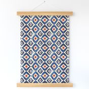 Orange Red Navy Cream Ikat