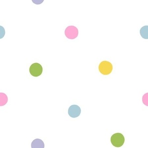 LARGE Happy Colorful Hand-Drawn Polka Dots on a white background