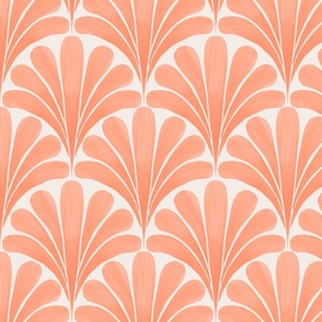 Pink and white art deco scallop fan - ombre