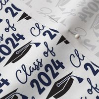 Class of 24 graduation caps in black and navy