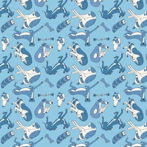 Sleepy Sighthounds Ocean Blue Small Print