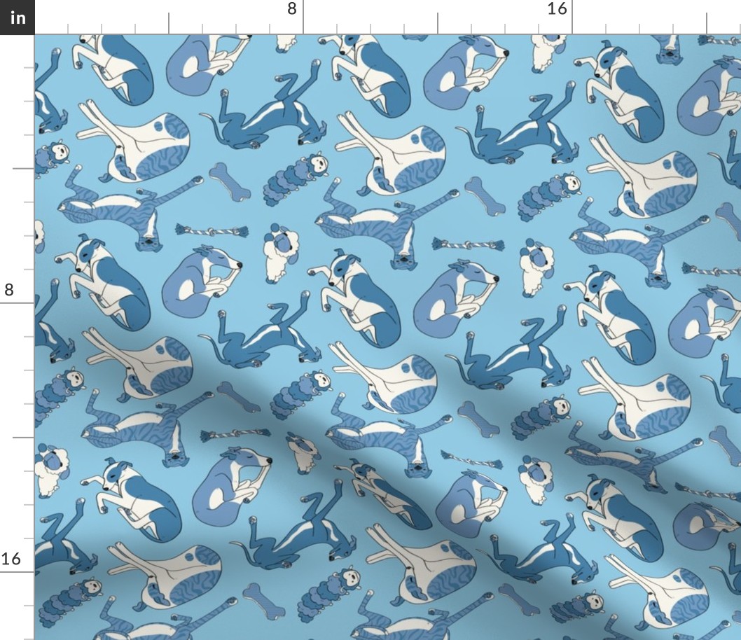Sleepy Sighthounds Ocean Blue Small Print