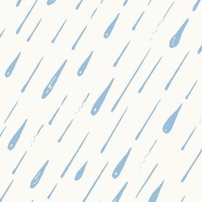 Rain drops blue on off white