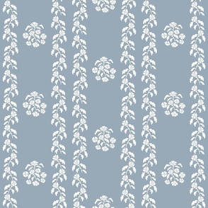 French Floral Stripe, Sherwin Williams Aleutian Blue 6in x 6in repeat scale