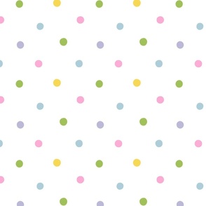 MEDIUM Happy Colorful Hand-Drawn Polka Dots on a white background