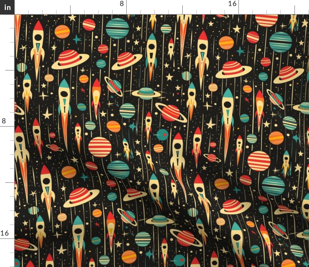 Retro Rocketship Odyssey Pattern