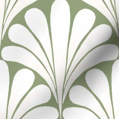Matcha Green art deco scallop scales - ombre