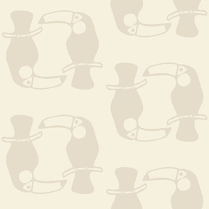 Stylized Toucans in an ivory background - Medium Scale - Abstract Toucans Geometric Grid