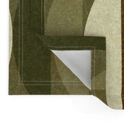 L - Retro Vintage Dark Brown, Beige, Green Artichoke Mid-century Modern Earth Color Textured Abstract Geometric Shapes and Stripes