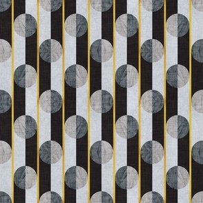 Tiny scale // Abstract geometric textured drops // grunge grey tones linen texture black and gold texture dots circles and stripes art deco modern look 