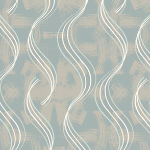 big// Textured toned vertical wave lines ribbons Original Teal