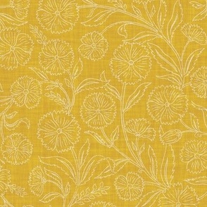 Indian Floral Block Print Outline - Gold- L - (Spice Blossom)