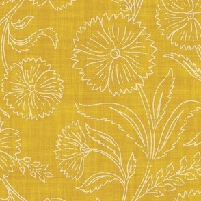 Indian Floral Block Print Outline - Gold- XL - (Spice Blossom)