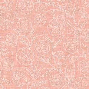 Indian Floral Block Print Outline - Rose Quartz Pink - L - (Spice Blossom)