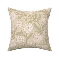 Indian Floral Block Print - Eggshell, Neutrals - XL - (Spice Blossom)