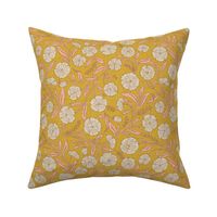 Indian Floral Block Print - Eggshell, Pink, Gold - L - (Spice Blossom)