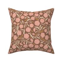 Indian Floral Block Print - Russet Brow, Pink - L - (Spice Blossom)