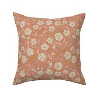 Indian Floral Block Print - Terra Cotta, Earth Tones - L - (Spice Blossom)